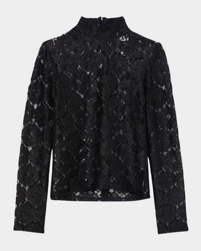 Lace Turtleneck Top